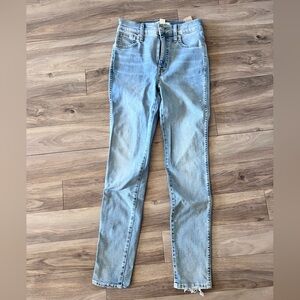 Madewell, 25’ waist, high rise & light wash skinny jeans